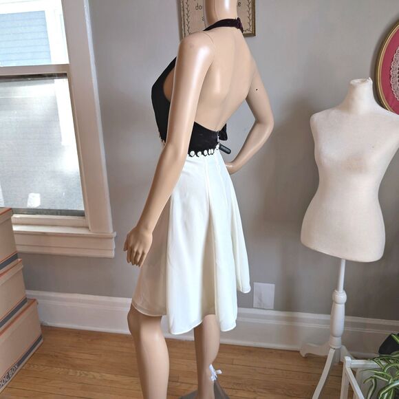 NWT Vintage 90s Upbeat Babydoll Dress Mini Halter Velvet Empire Waist Size 9 - Picture 4 of 10